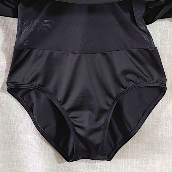 Shore Shapes Black White Swimdress Shelf Bra Tummy Control Womens 12 Large EUC - Picture 7 of 12